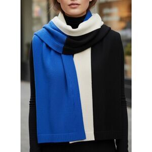 Summersault womens oversized extra long blue winter scarf wool cashmere quiet lu